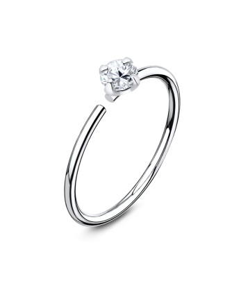 Round CZ Silver Nose Ring NSKR-71